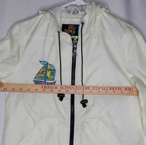 Y2K Vtg Mudd Nylon Jacket Small Hooded Reflective Kangaroo Pocket Mesh Zip 00s - Picture 8 of 11